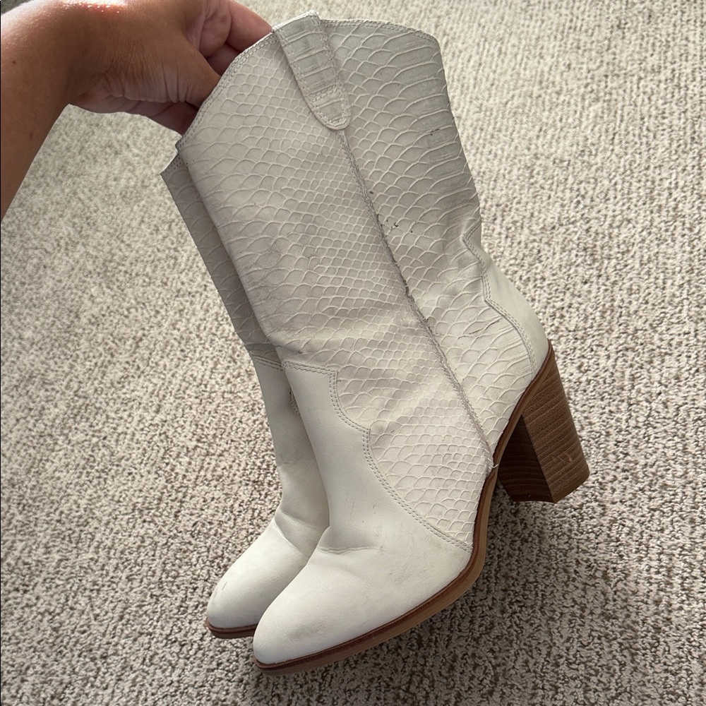 MIA White Textured Ankle Boots